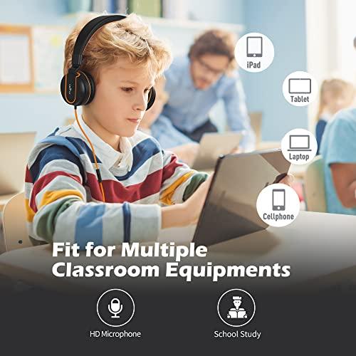 AILIHEN Kids Headphones 5 Pack Bulk for K-12 School Classroom, Wired Headset with Microphone for Students Children with 93dB Volume Limited, 3.5mm Jack for Chromebooks Tablets Laptop (Multicolor) - Grey Wolf Market